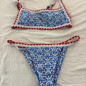 SHEIN Sz M Red Blue Matching Bikini 2 Piece Swimwear Bikini Summer Medium Set